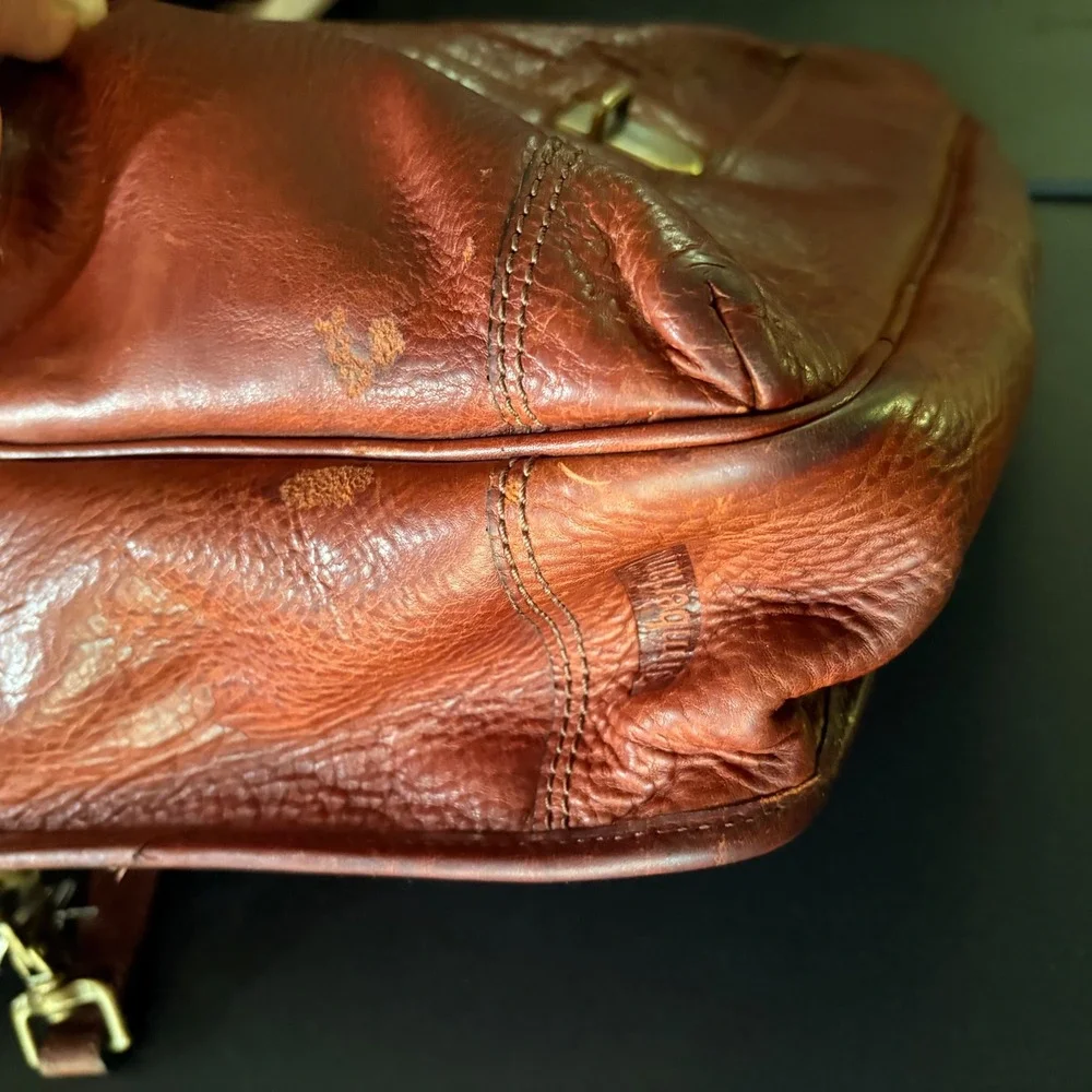 vintage Timberland brown leather crossbody briefcase Office bag computer